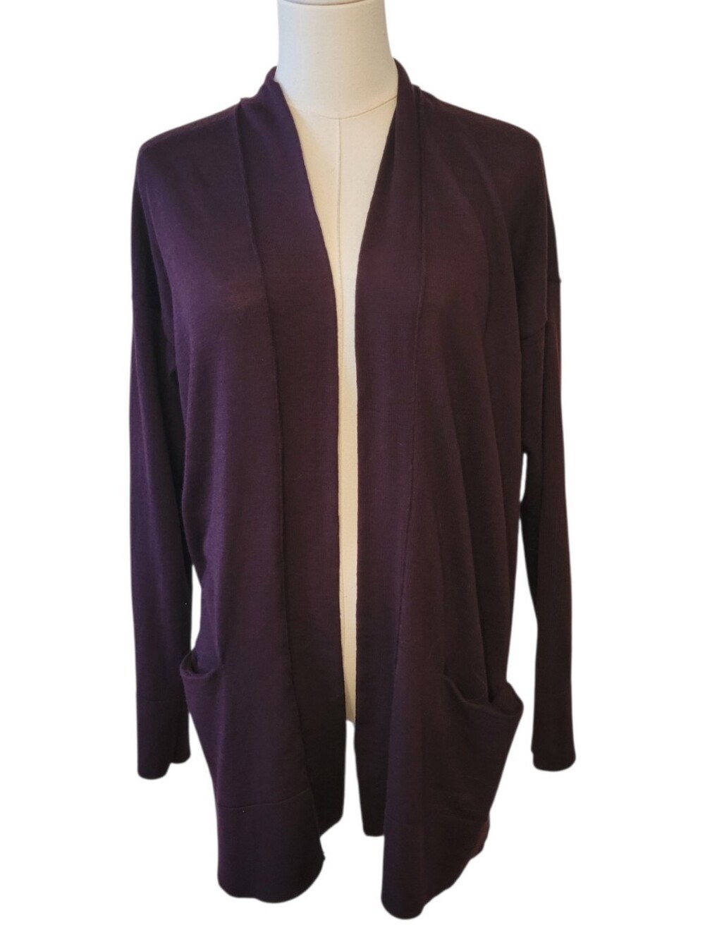 LOFT Purple Knit Open Cardigan Sweater Size Medium